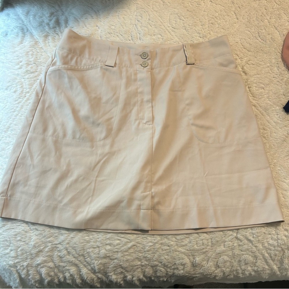 Nike Golf Beige Skort with Shorts Nike Fit Dry Athletic Workout Belt Loops Sz 10